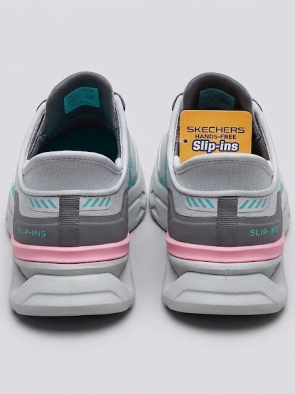 Skechers Women's Slip-ins Grey & Pink Sneakers NIB Size 7.5 - Picture 3 of 8